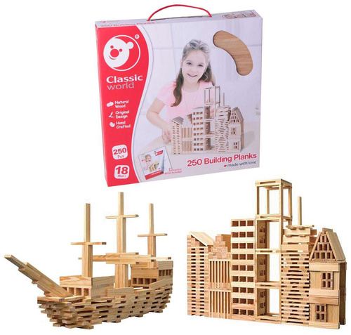 CLASSIC WORLD Drewniane Klocki Konstrukcyjne Klasyczny Świat 250 części