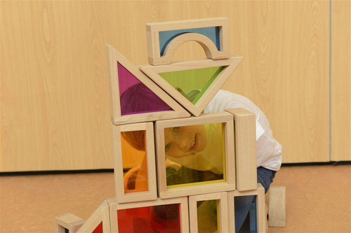 Tęczowe Klocki Zestaw 30 Elementów Kolorowe Szkło Masterkidz