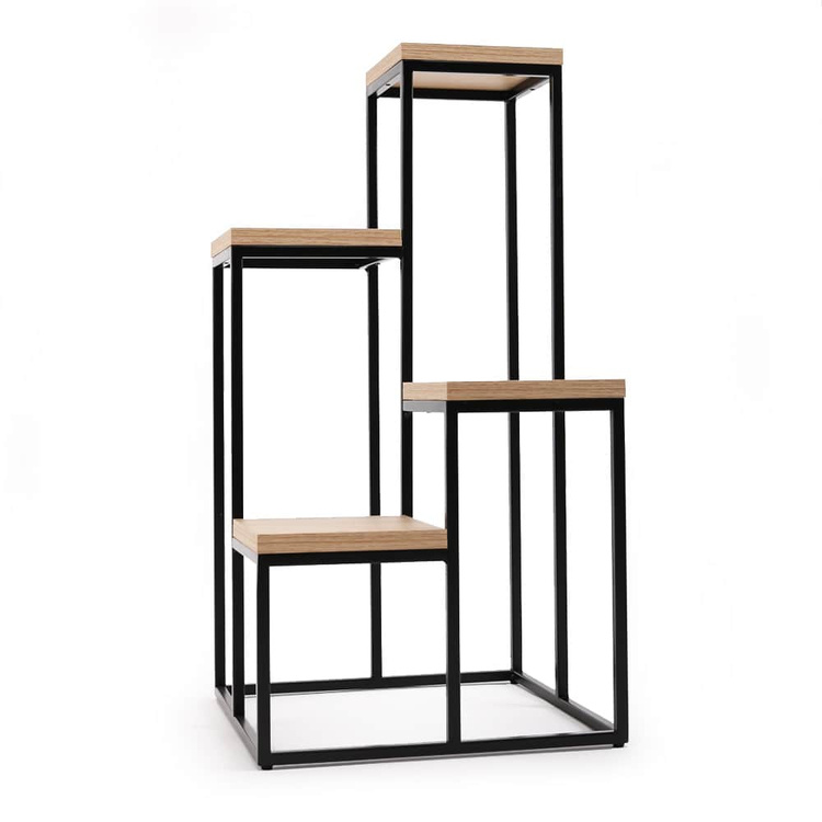 Kwietnik Loft metalowy Czarny Dąb Artisan CUBE Slim 4/70