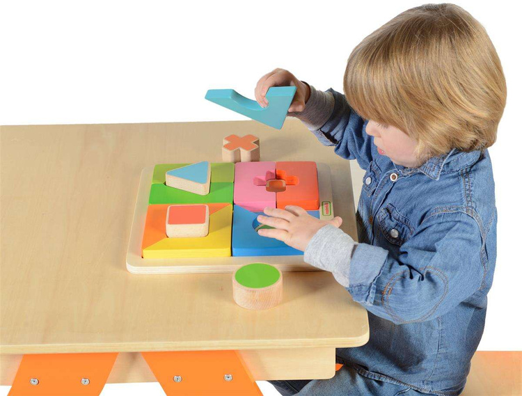 Drewniane Puzzle Geometryczne 12 Elementów Masterkidz