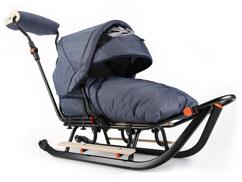 Sanki dziecięce teo&gigi ALL SEASONS z kółkami, podnóżkami i mufką #523