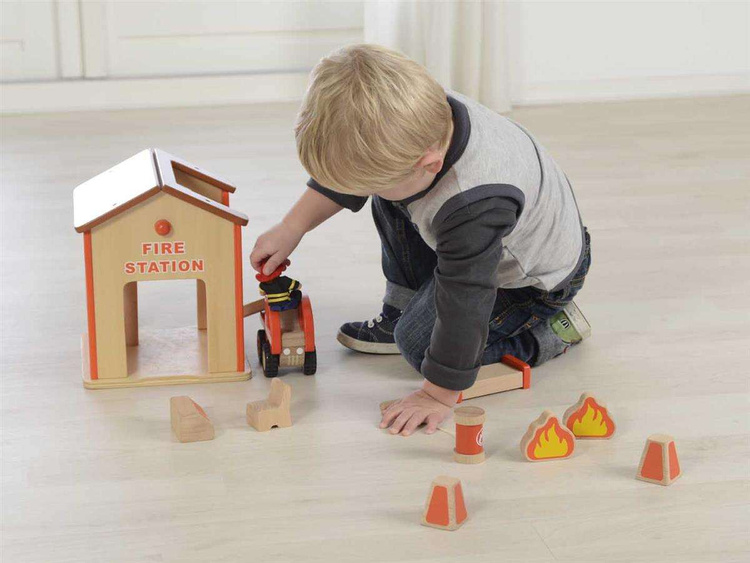 Mini Remiza Strażacka Drewniany Zestaw Masterkidz