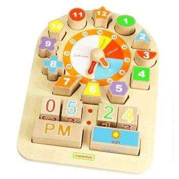 MASTERKIDZ Drewniany Zegar Nauka Czasu i Pogody