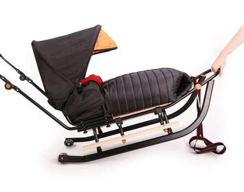 Sanki dziecięce teo&gigi SMART LINE z kółkami, podnóżkami i mufką #807