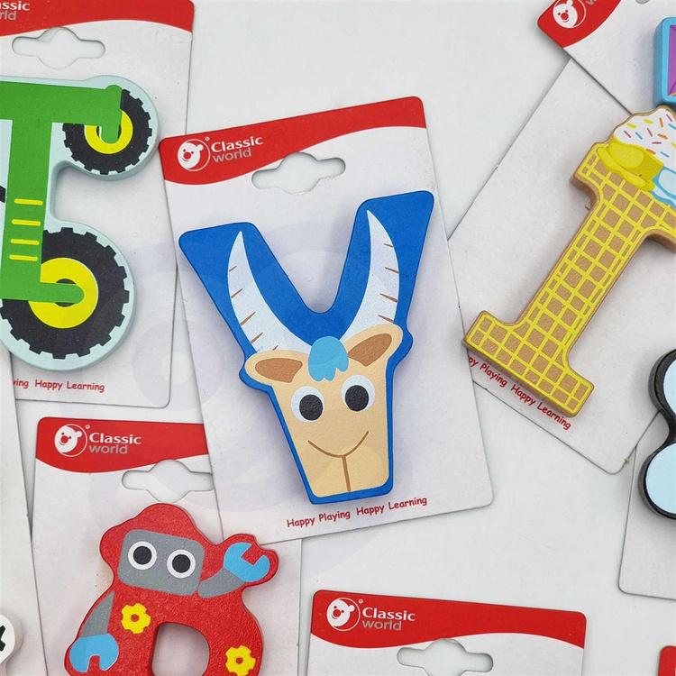 CLASSIC WORLD Drewniany Alfabet ZOO Farma Zestaw Literek 26 szt.