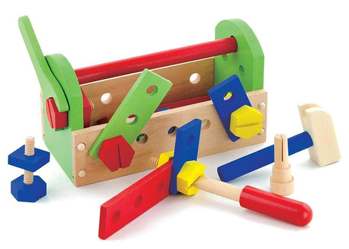 Viga Drewniana Skrzynka z Narzędziami Klocki Konstrukcyjne Warsztat