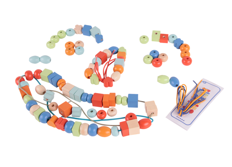 CLASSIC WORLD Drewniane Koraliki Do Nawlekania 96 elementów