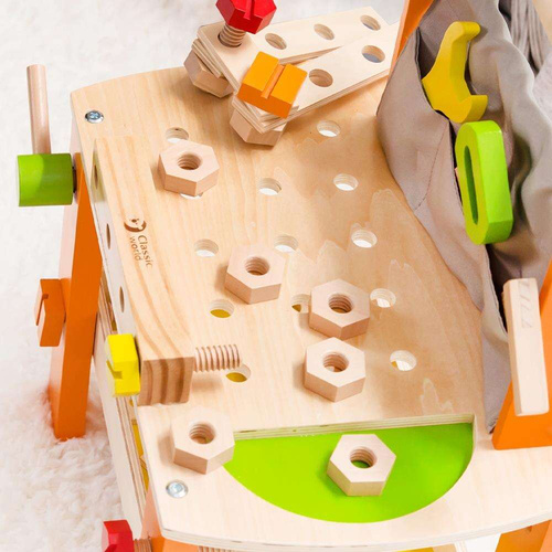 Drewniany warsztat z narzędziami Classic World 37 elementów