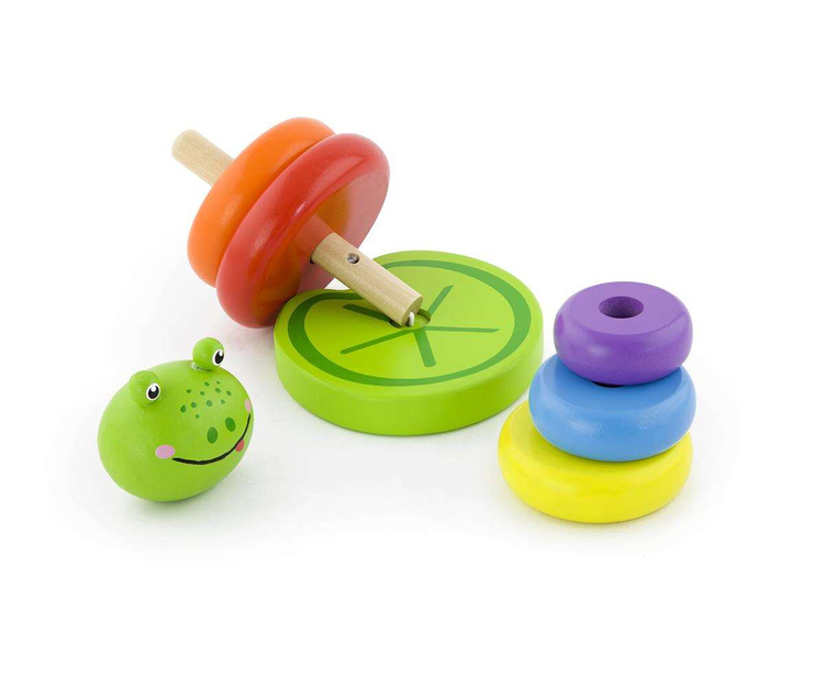 Edukacyjna Zabawka Drewniana Viga Piramidka Nauka Kolorów Żabka