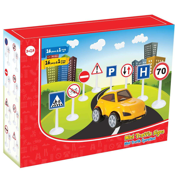 WOOPIE Zestaw Edukacyjny Mini Znaków Drogowych 16 el. + Samochodzik