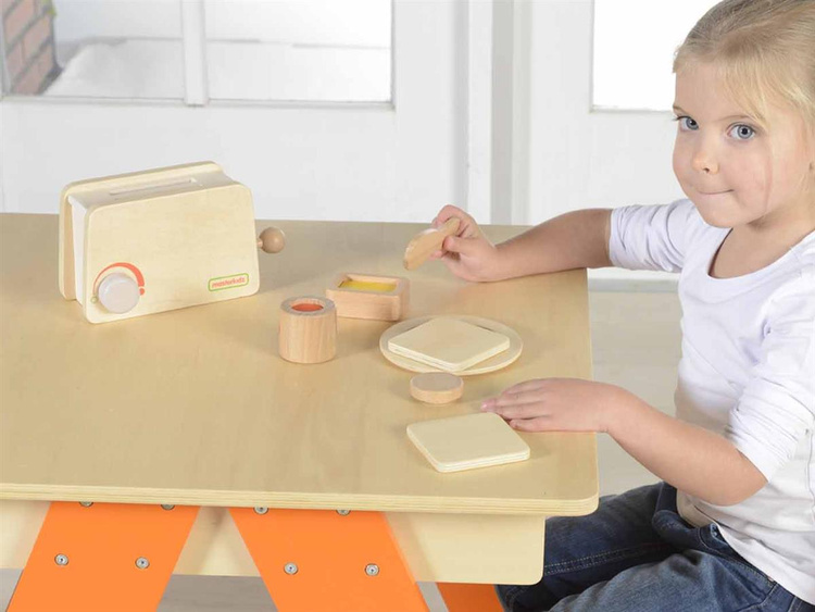 Drewniany Toster + Masło Kromka Nóż Talerz Dżem Masterkidz