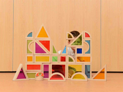 Tęczowe Klocki Zestaw 30 Elementów Kolorowe Szkło Masterkidz