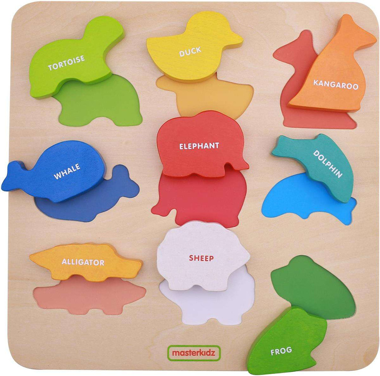 Drewniany Sorter Kształtów Masterkidz Kolorowe Zwierzątka
