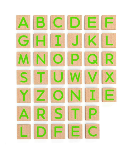 Zestaw Drewnianych Magnetycznych literek 40 elementów VIGA