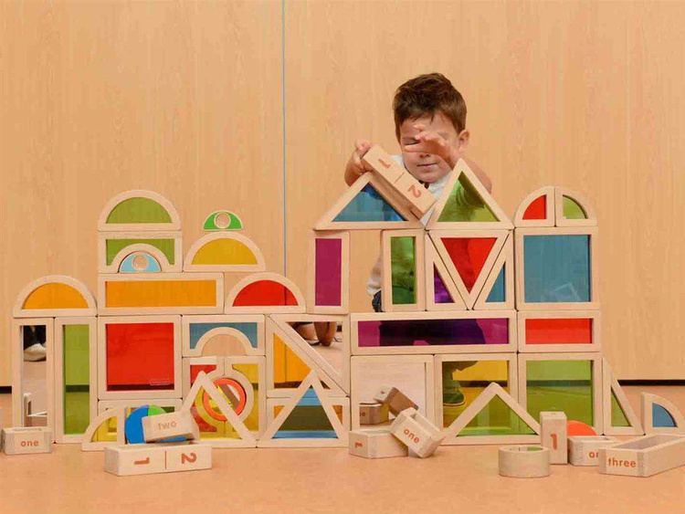 Klocki Tęczowe Zestaw 58 Sztuk Kolorowe Szkiełka Akrylowe Masterkidz