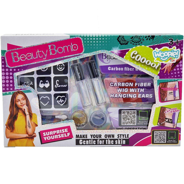 WOOPIE ART&FUN Zestaw do Malowania Brokat Doczepiane Włosy