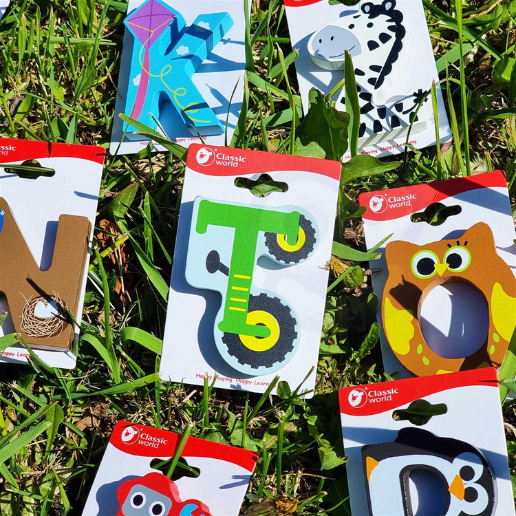 CLASSIC WORLD Drewniany Alfabet ZOO Farma Zestaw Literek 26 szt.