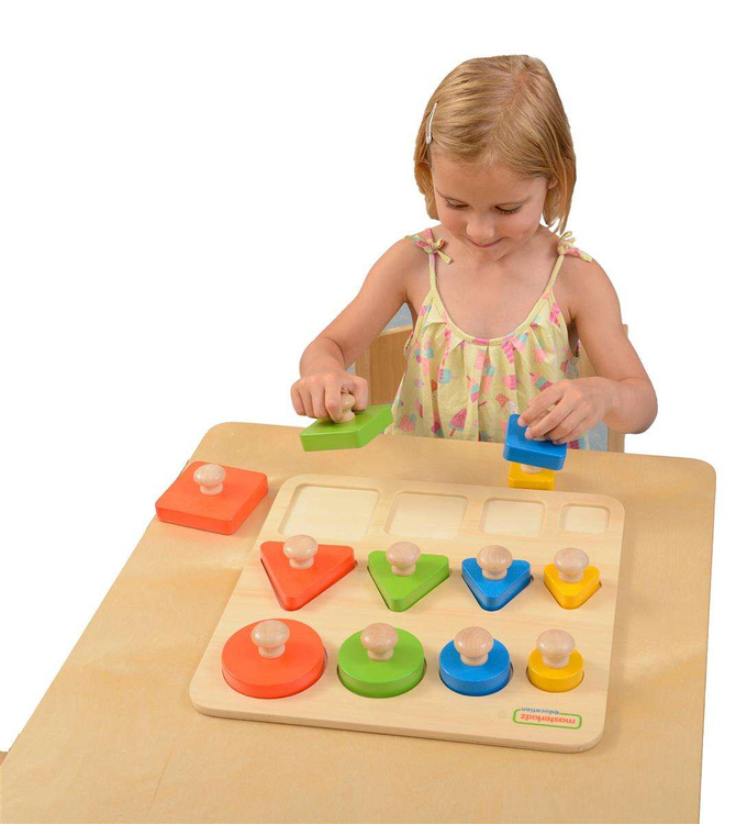 Drewniany Sorter Kształtów Wielkości Kolorów Masterkidz