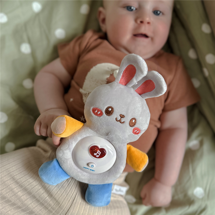 WOOPIE BABY Interaktywny Pluszak Przytulanka dla Niemowląt Światło Dźwięk Króliczek Usypiacz Różowy