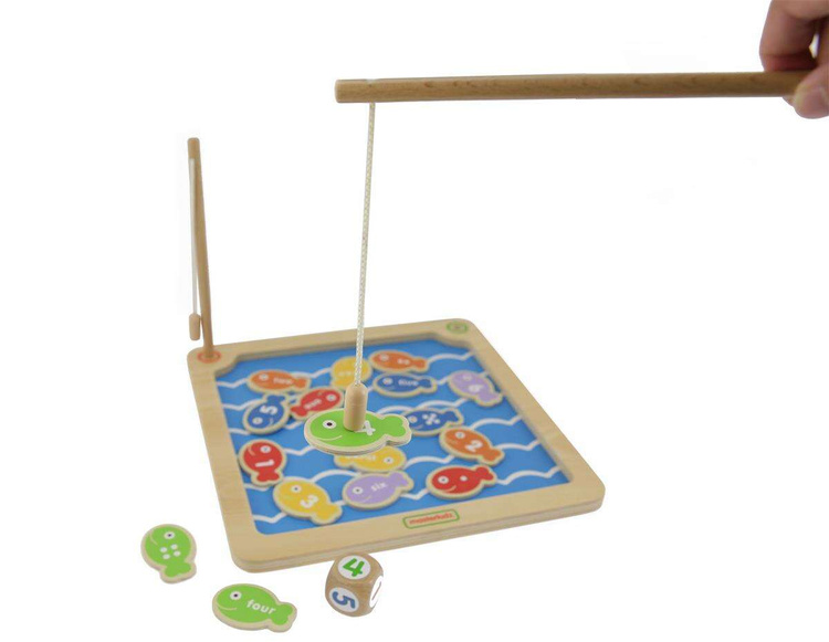 Łowienie Rybek Drewniana Zabawka Edukacyjna Cyferki Kolory Masterkidz