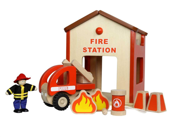 Mini Remiza Strażacka Drewniany Zestaw Masterkidz