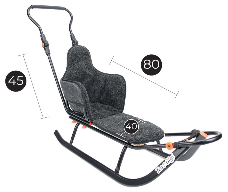 Sanki dziecięce teo&gigi ALL-SEASONS materacyk czarny len z czarną wełną #403