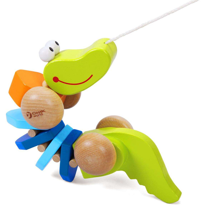 Zabawka Drewniana Classic World Krokodyl Z Dźwiękami Do Ciągania Ze Sznureczkiem