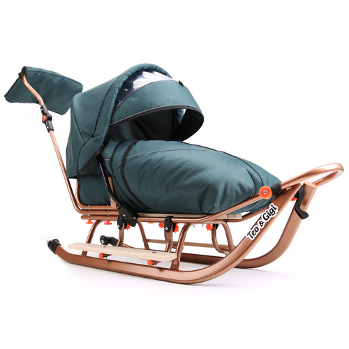 Sanki z pchaczem i oparciem teo&gigi ALL SEASONS z kółkami, podnóżkami i mufką #535