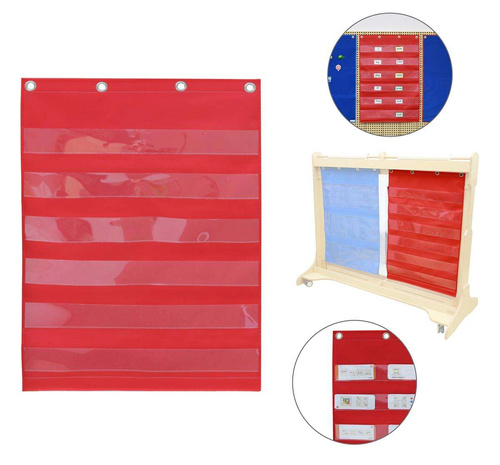 MASTERKIDZ Materiałowy Arkusz Do Wieszania Z Kieszonkami Na Fiszki I Obrazki Czerwony