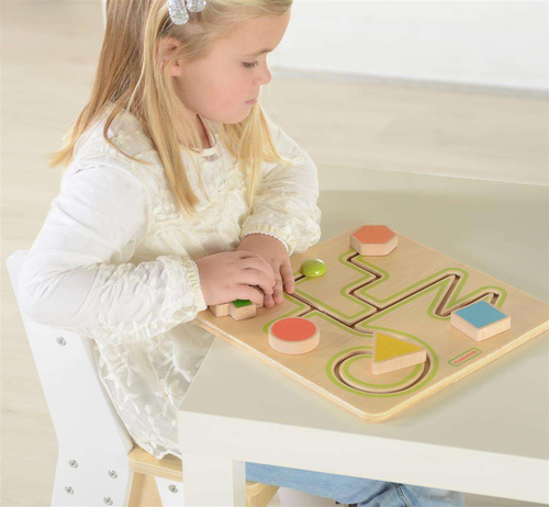 Labirynt Przesuwany Figury Geometryczne Drewniana Tabliczka Masterkidz Łamigłówka