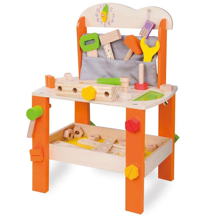 Drewniany warsztat z narzędziami Classic World 37 elementów