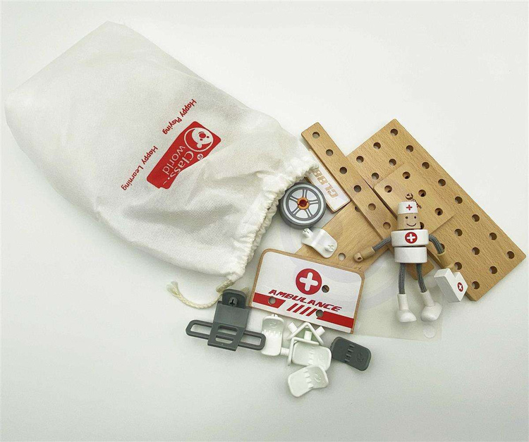 Klocki Konstrukcyjne Ambulans Karetka Samochodzik Dla Dzieci Classic World Drewniany