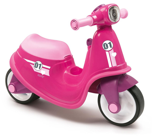 Smoby Różowy jeździk skuter Ciche koła Pink Scooter
