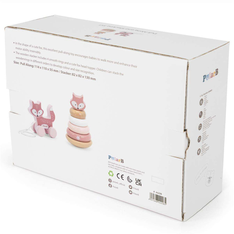 VIGA PolarB Zestaw Lisek Drewniana Piramidka + Lisek do Ciągnięcia