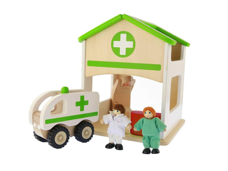 Mini Szpital Drewniany Zestaw Masterkidz Makieta