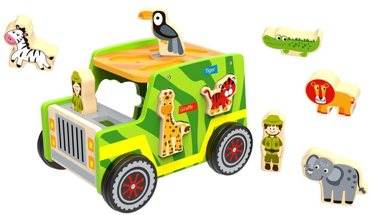 TOOKY TOY Drewniany Jeep Safari Sorter Samochód
