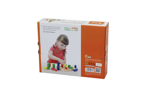 Klocki Drewniane Nauka Kształtów Kolorów Viga