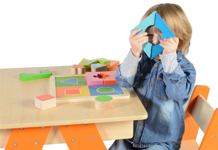 Drewniane Puzzle Geometryczne 12 Elementów Masterkidz