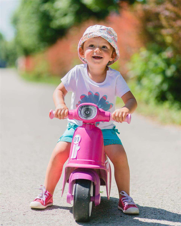 Smoby Różowy jeździk skuter Ciche koła Pink Scooter