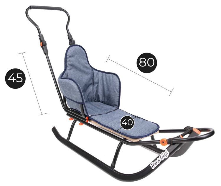 Sanki dziecięce teo&gigi ALL SEASONS Z MATERACYKIEMGRANATOWY LEN #425