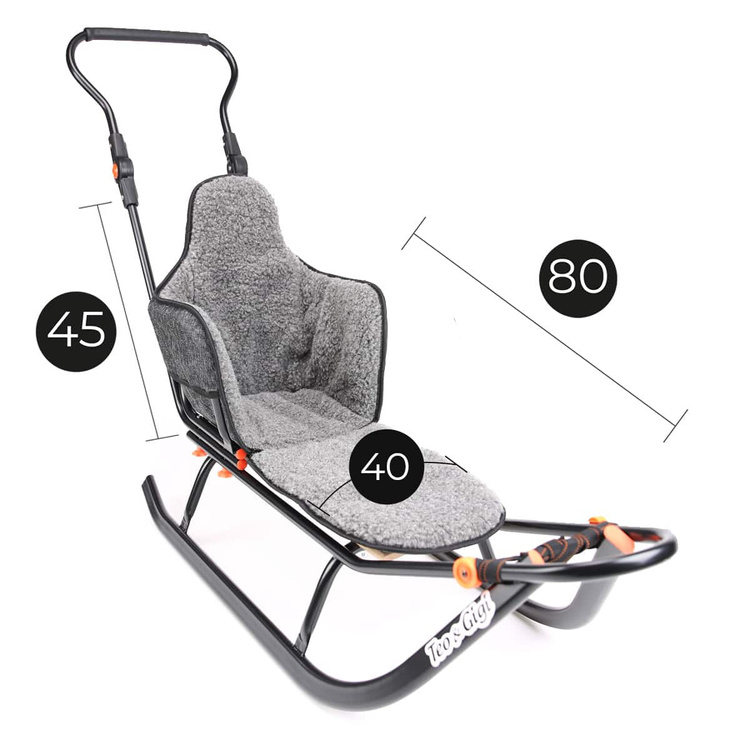 Sanki dziecięce teo&gigi ALL-SEASONS materacyk czarny len z szarą wełną100% #406