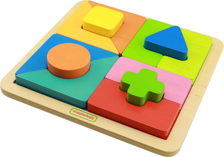 Drewniane Puzzle Geometryczne 12 Elementów Masterkidz