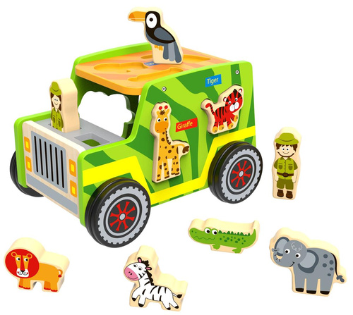TOOKY TOY Drewniany Jeep Safari Sorter Samochód