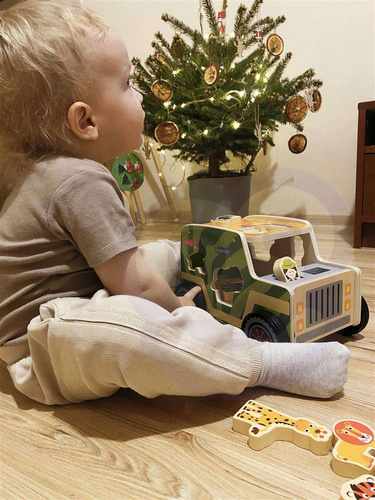 TOOKY TOY Drewniany Jeep Safari Sorter Samochód