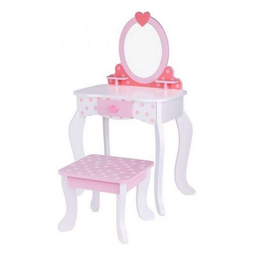 TOOKY TOY Drewniana Toaletka Różowa z Krzesełkiem