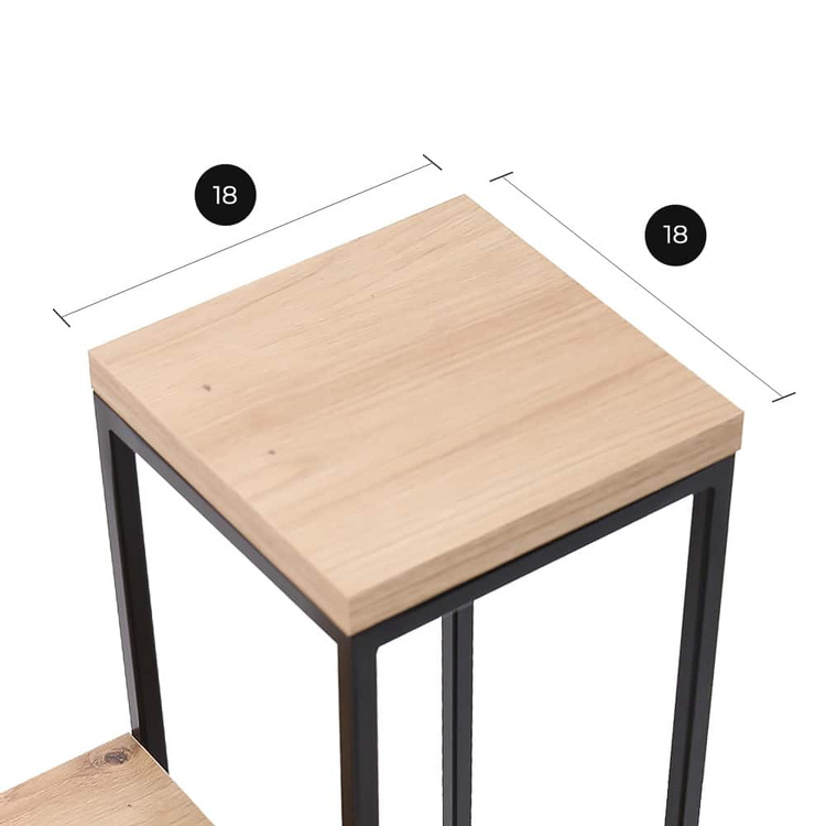 Kwietnik Loft metalowy Czarny Dąb Artisan CUBE Slim 4/70