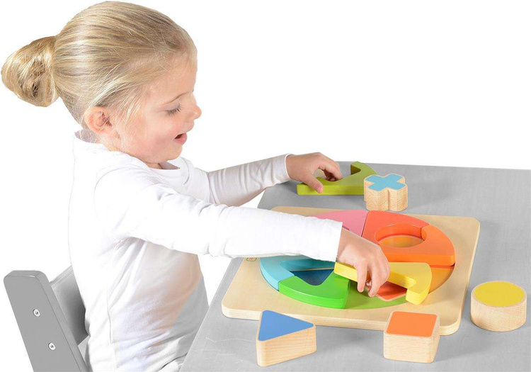 Kolorowa Drewniana Układanka Geometryczna Puzzle Masterkidz