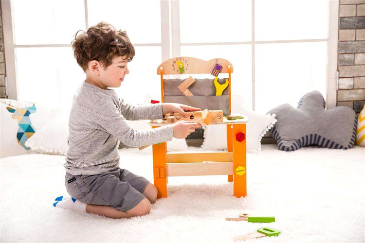 Drewniany warsztat z narzędziami Classic World 37 elementów