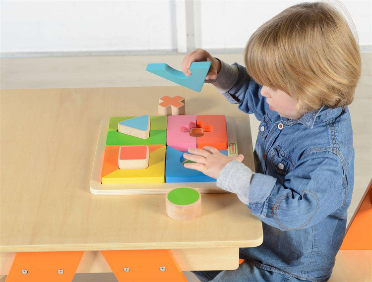 Drewniane Puzzle Geometryczne 12 Elementów Masterkidz