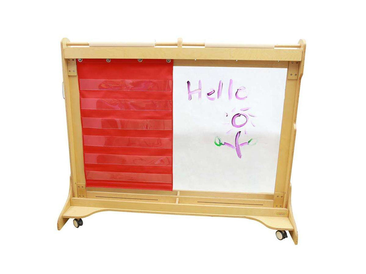 MASTERKIDZ Materiałowy Arkusz Do Wieszania Z Kieszonkami Na Fiszki I Obrazki Czerwony